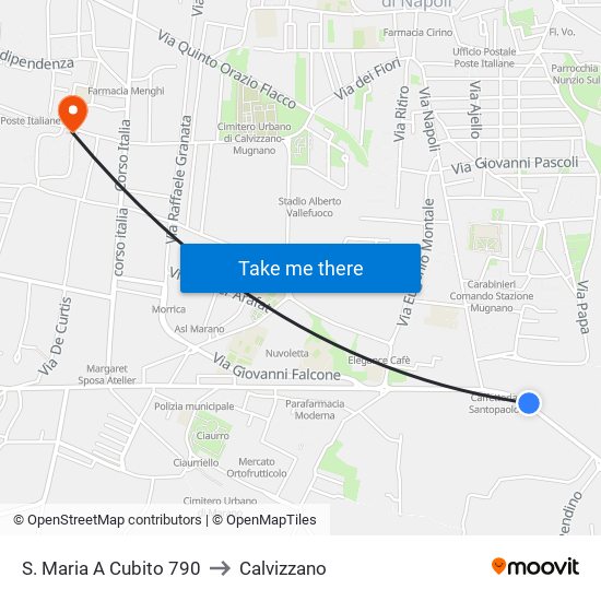 S. Maria A Cubito 790 to Calvizzano map