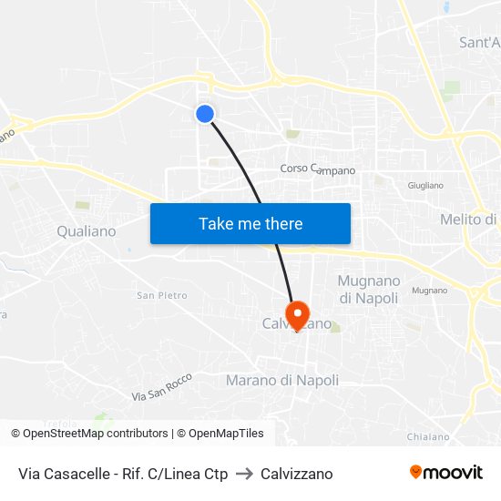 Via Casacelle - Rif. C/Linea Ctp to Calvizzano map