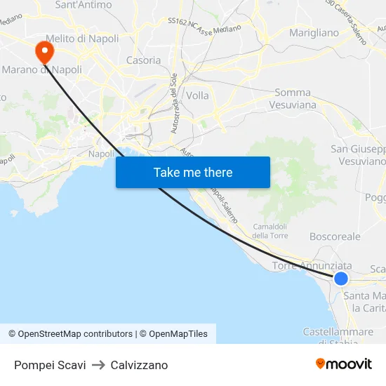Pompei Scavi to Calvizzano map