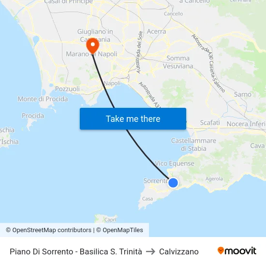 Piano Di Sorrento - Basilica S. Trinità to Calvizzano map