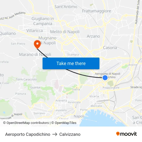 Aeroporto Capodichino to Calvizzano map