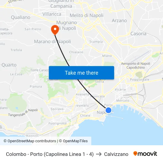 Colombo - Porto (Capolinea Linea 1 - 4) to Calvizzano map