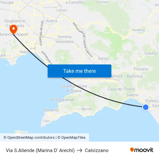 Via S.Allende (Marina D'Arechi) to Calvizzano map