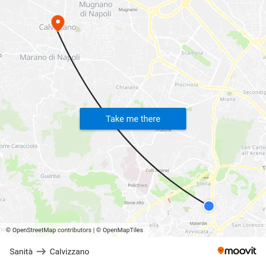 Sanità to Calvizzano map
