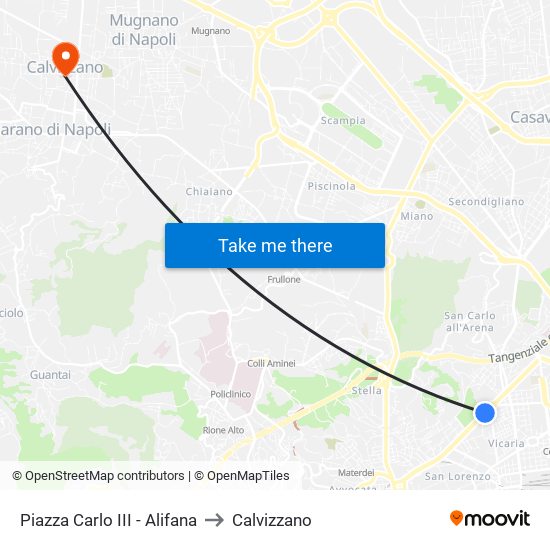 Piazza Carlo III - Alifana to Calvizzano map