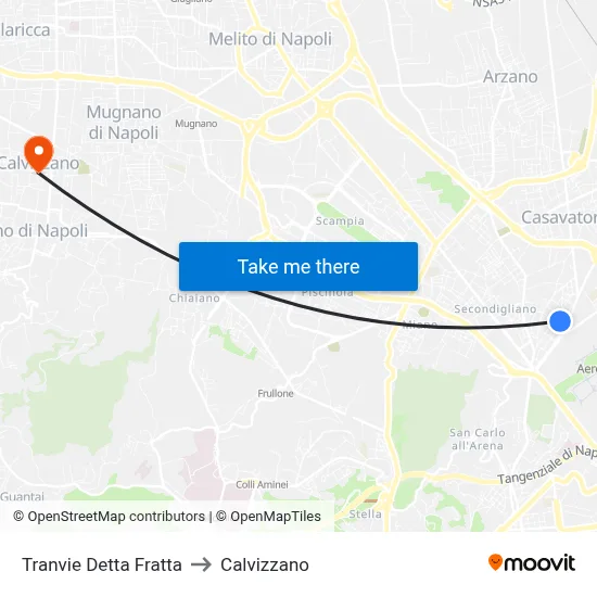 Tranvie Detta Fratta to Calvizzano map