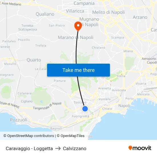 Caravaggio - Loggetta to Calvizzano map