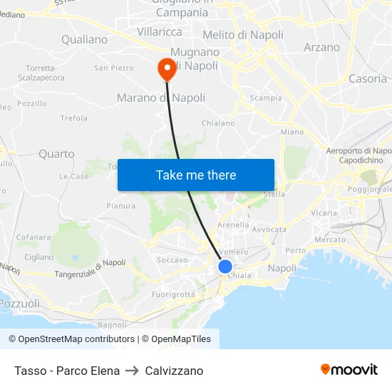 Tasso - Parco Elena to Calvizzano map