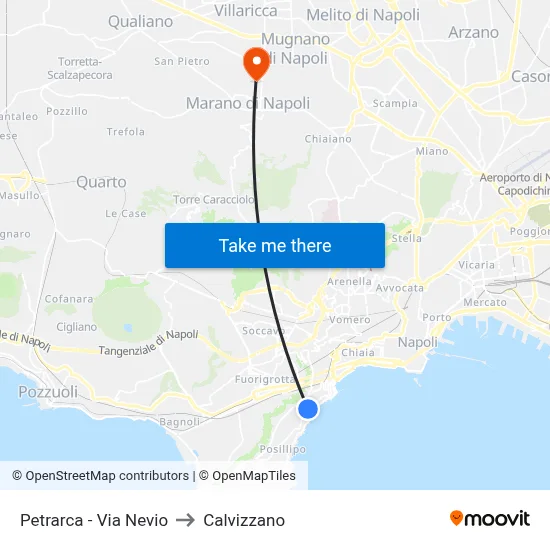 Petrarch - Nevio Street to Calvizzano map