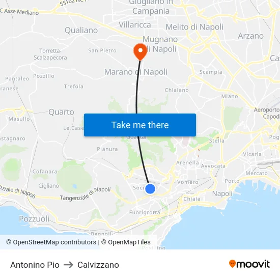 Antonino Pio to Calvizzano map