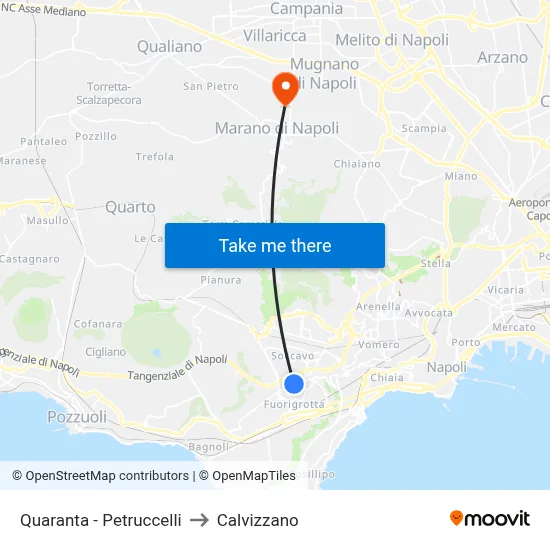 Quaranta - Petruccelli to Calvizzano map