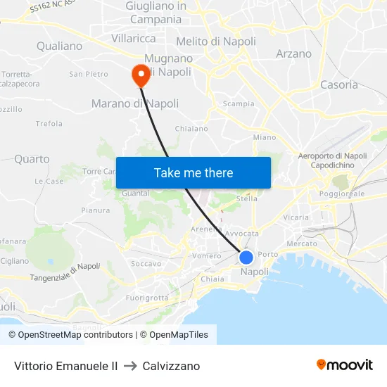 Vittorio Emanuele II to Calvizzano map