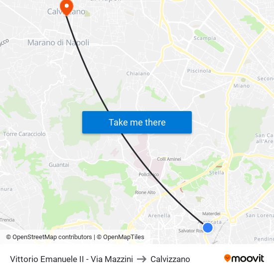 Vittorio Emanuele II - Via Mazzini to Calvizzano map