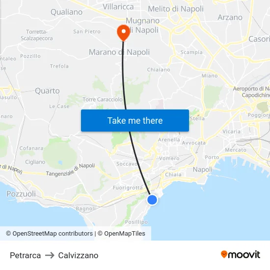 Petrarca to Calvizzano map