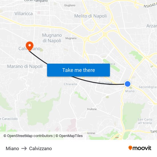 Miano to Calvizzano map