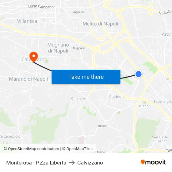 Monterosa - Liberty Square to Calvizzano map