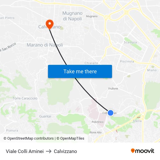 Viale Colli Aminei to Calvizzano map