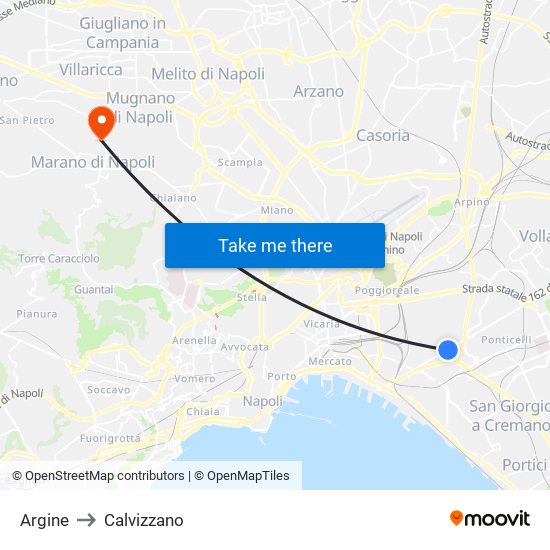 Argine to Calvizzano map