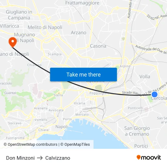 Don Minzoni to Calvizzano map