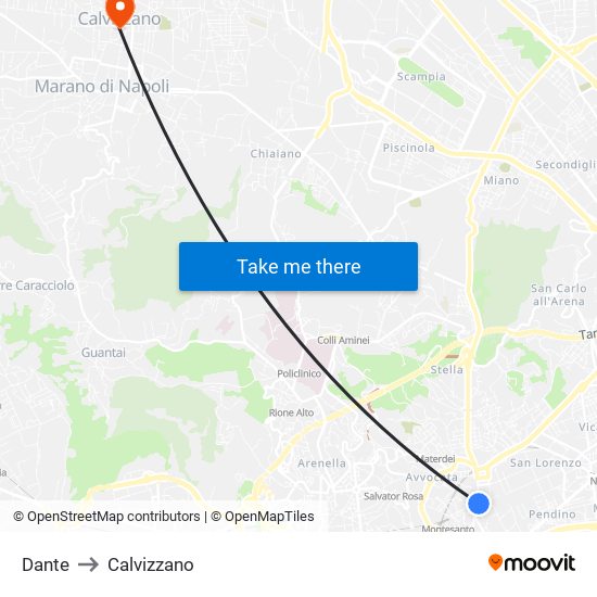 Dante to Calvizzano map