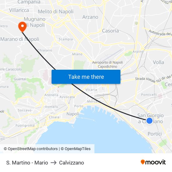 S. Martino - Mario to Calvizzano map