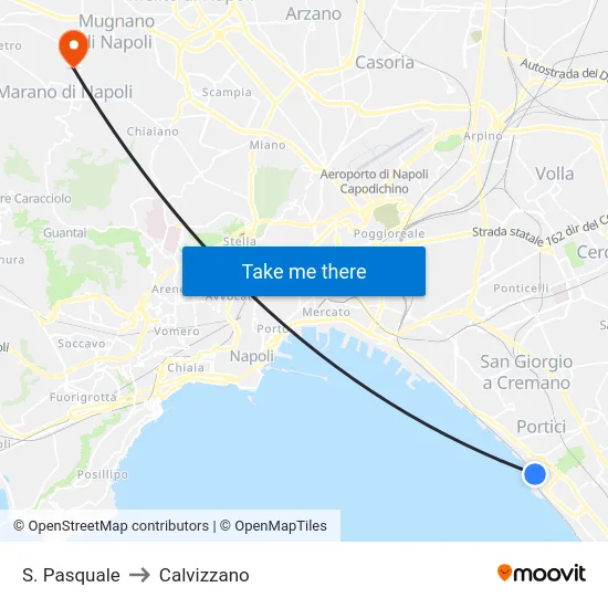 S. Pasquale to Calvizzano map