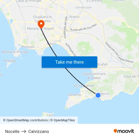Nocelle to Calvizzano map