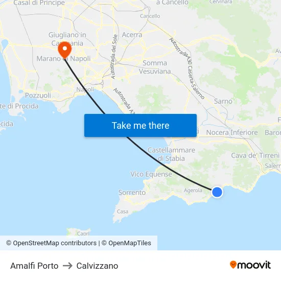 Amalfi Porto to Calvizzano map