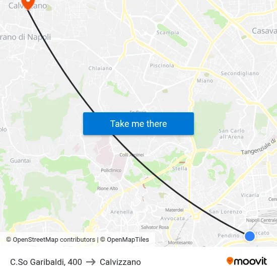 Garibaldi Course, 400 to Calvizzano map