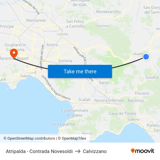 Atripalda - Contrada Novesoldi to Calvizzano map