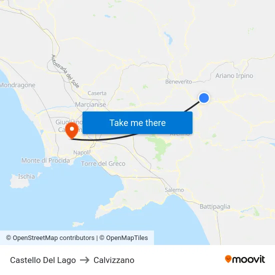 Castello Del Lago to Calvizzano map