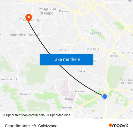 Capodimonte to Calvizzano map