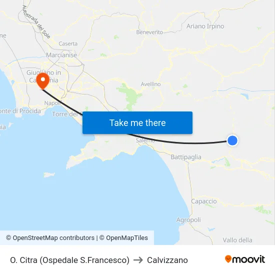 O. Citra (Ospedale S.Francesco) to Calvizzano map