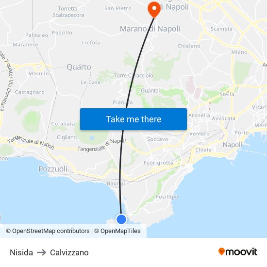 Nisida to Calvizzano map