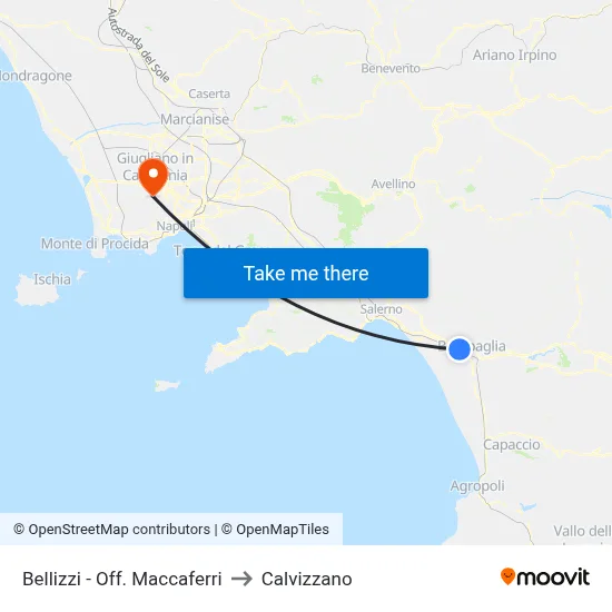 Bellizzi - Maccaferri Workshop to Calvizzano map