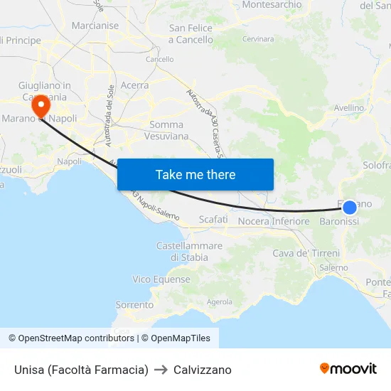UNISA (Faculty of Pharmacy) to Calvizzano map