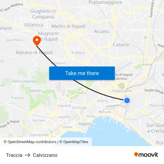 Traccia to Calvizzano map