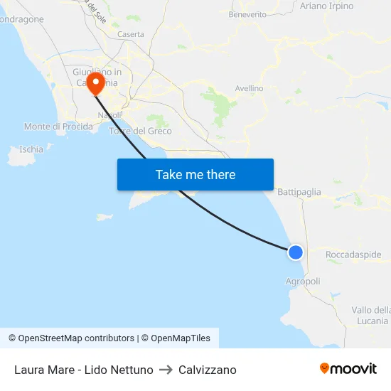 Laura Mare - Neptune Beach to Calvizzano map