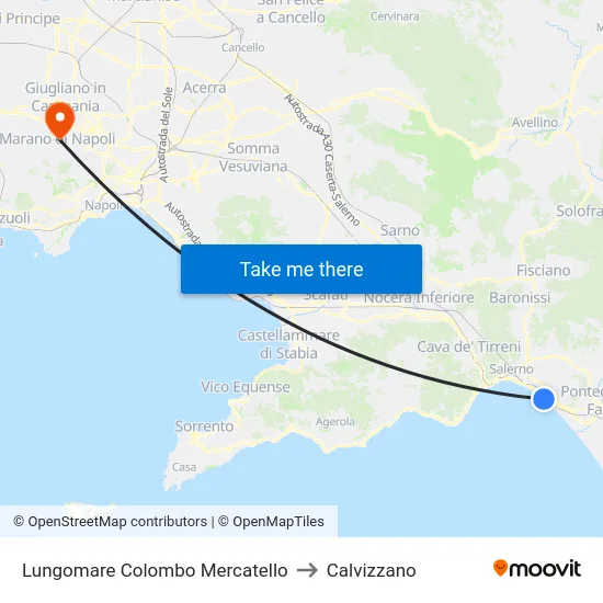 Lungomare Colombo Mercatello to Calvizzano map