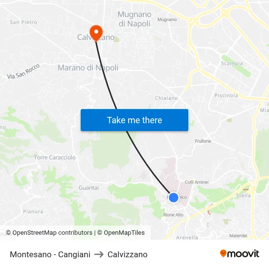 Montesano - Cangiani to Calvizzano map