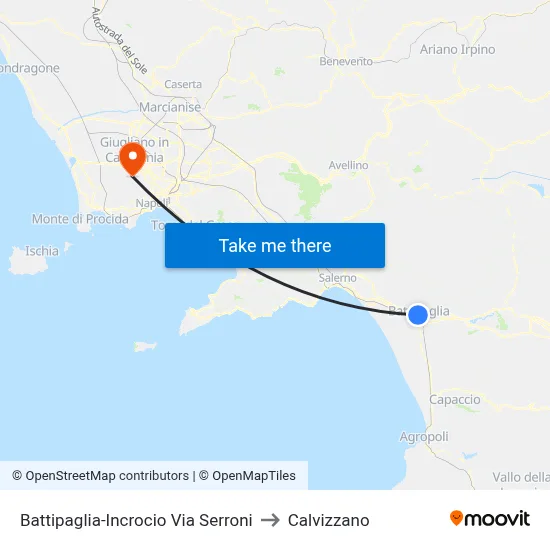 Battipaglia-Serroni Street Junction to Calvizzano map