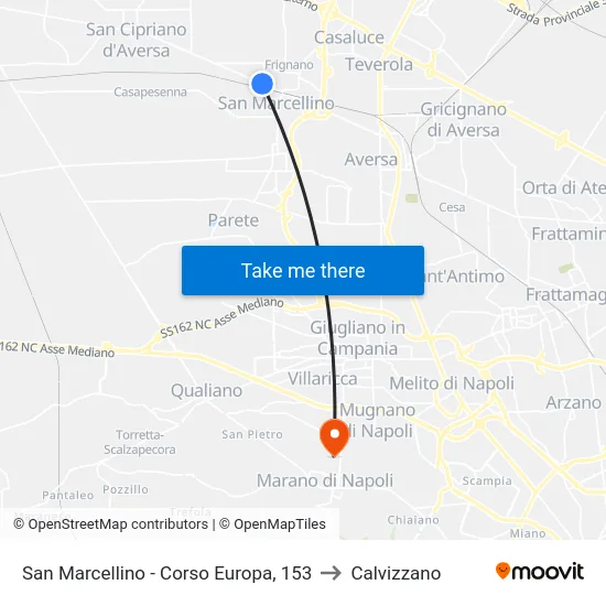 San Marcellino - Corso Europa, 153 to Calvizzano map