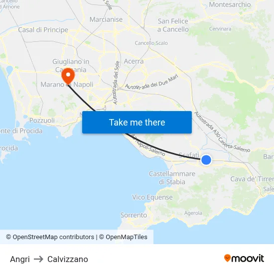 Angri to Calvizzano map