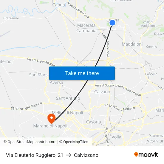 Ruggiero - Paglione to Calvizzano map