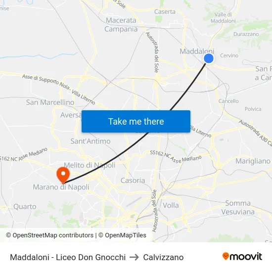 Maddaloni - Liceo Don Gnocchi to Calvizzano map