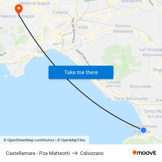 Castellamare - P.za Matteotti to Calvizzano map