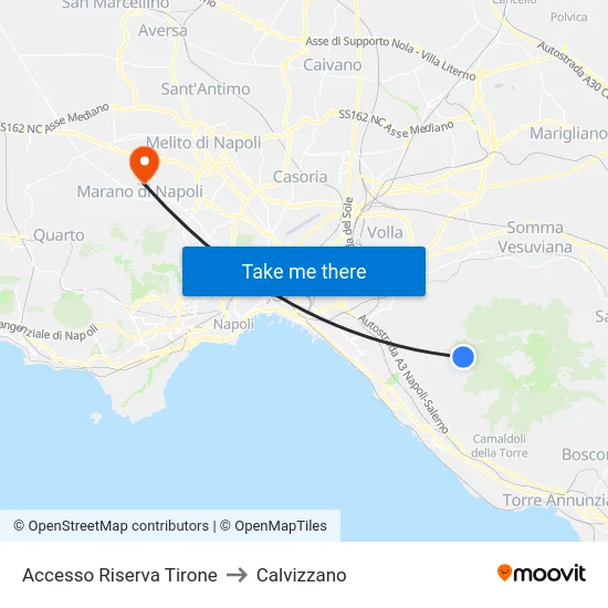 Accesso Riserva Tirone to Calvizzano map