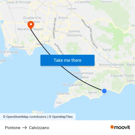 Pontone to Calvizzano map