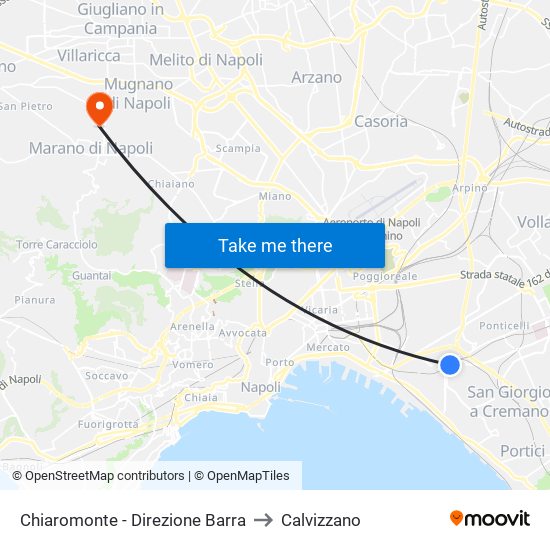 Chiaromonte - Direzione Barra to Calvizzano map