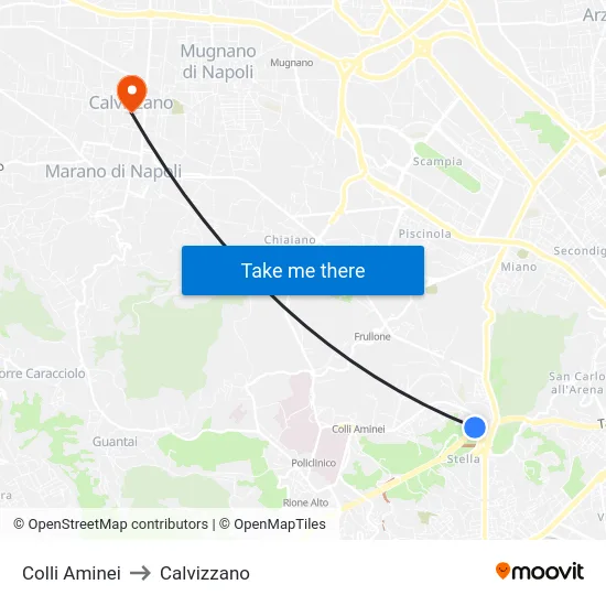Colli Aminei to Calvizzano map
